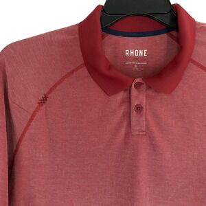 Rhone Men's Large Delta Pique Polo Red Performance Cooling Golf Shirt